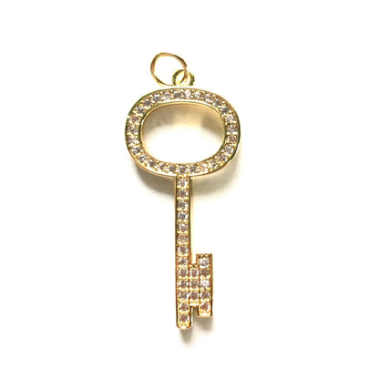 10pcs/lot 40.5*18mm CZ Paved Key Charms CZ Paved Charms Keys & Locks New Charms Arrivals Charms Beads Beyond