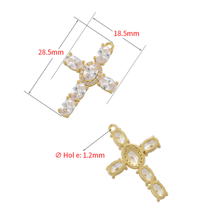 10pcs/lot 28.5*18.5mm CZ Paved Cross Charms CZ Paved Charms Crosses Charms Beads Beyond