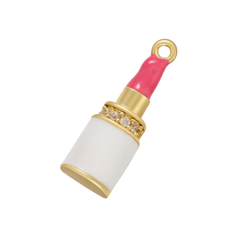 10pcs/lot 18*6mm Colorful Enamel Cute CZ Pave Lip Stick Charm Pendants White Enamel Charms Charms Beads Beyond