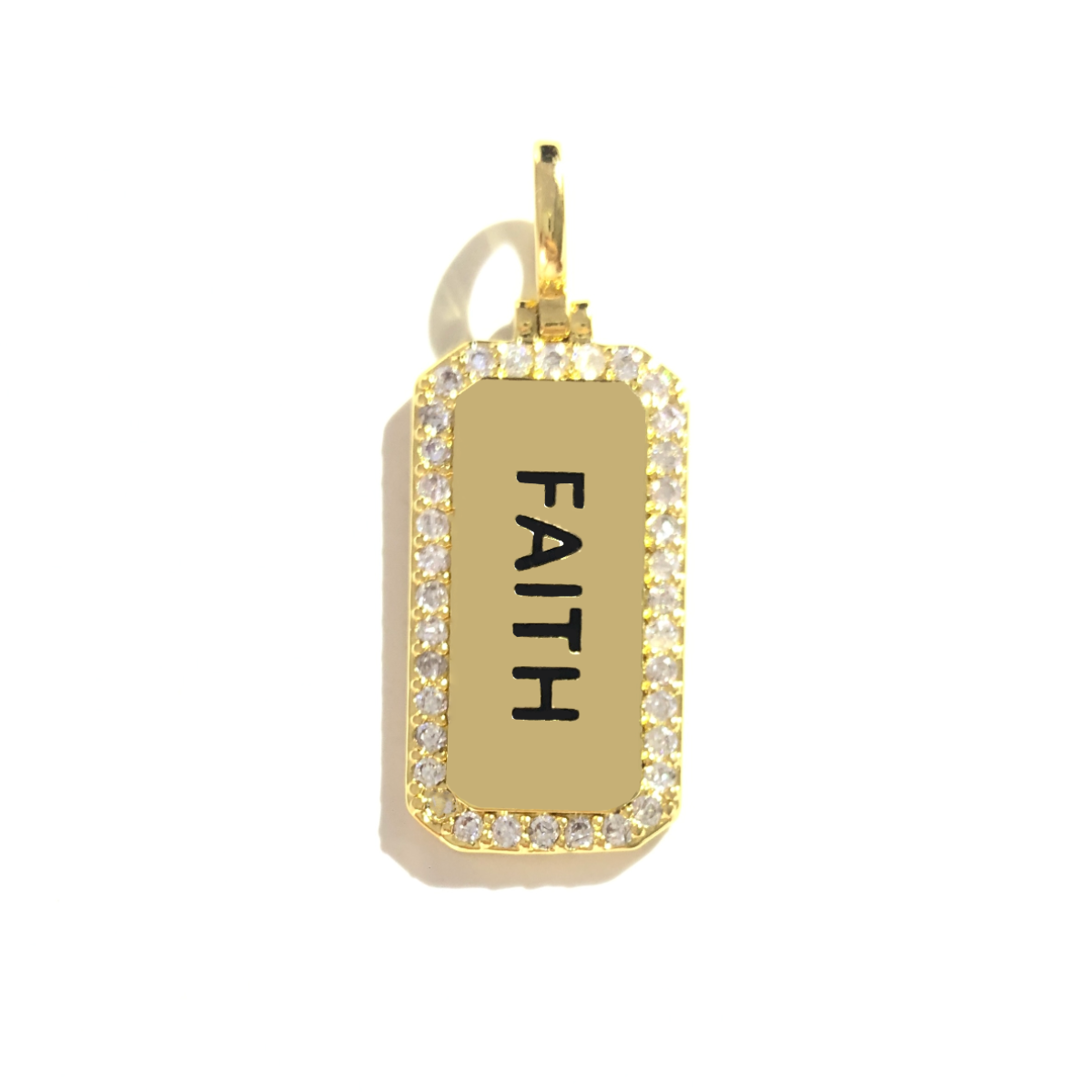 10pcs/lot 38*15mm CZ Paved Faith Word Tags Charms Pendants Gold CZ Paved Charms Christian Quotes New Charms Arrivals Word Tags Charms Beads Beyond