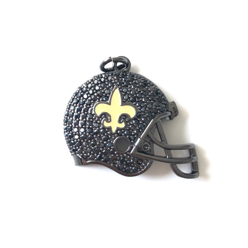 10pcs/lot Fleur De Lis CZ Saints Football Helmet Charms CZ Paved Charms American Football Sports Louisiana Inspired New Charms Arrivals Charms Beads Beyond