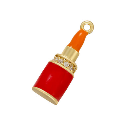 10pcs/lot 18*6mm Colorful Enamel Cute CZ Pave Lip Stick Charm Pendants Red Enamel Charms Charms Beads Beyond