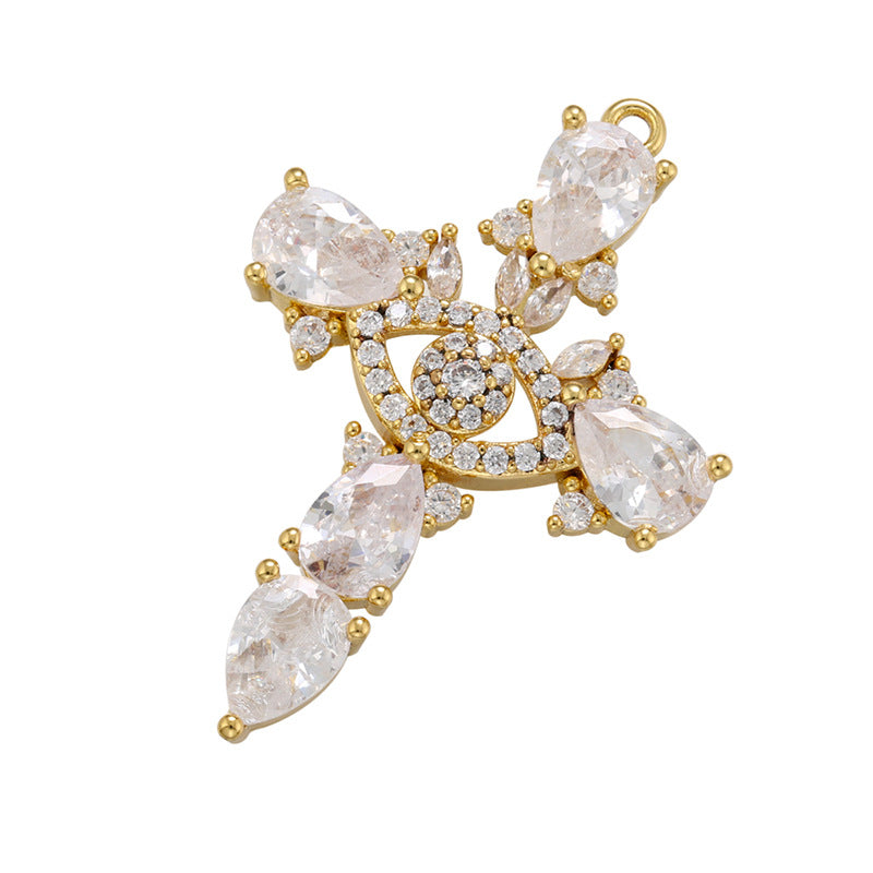 10pcs/lot 34.5*23.5mm CZ Paved Cross Charms Gold CZ Paved Charms Crosses New Charms Arrivals Charms Beads Beyond