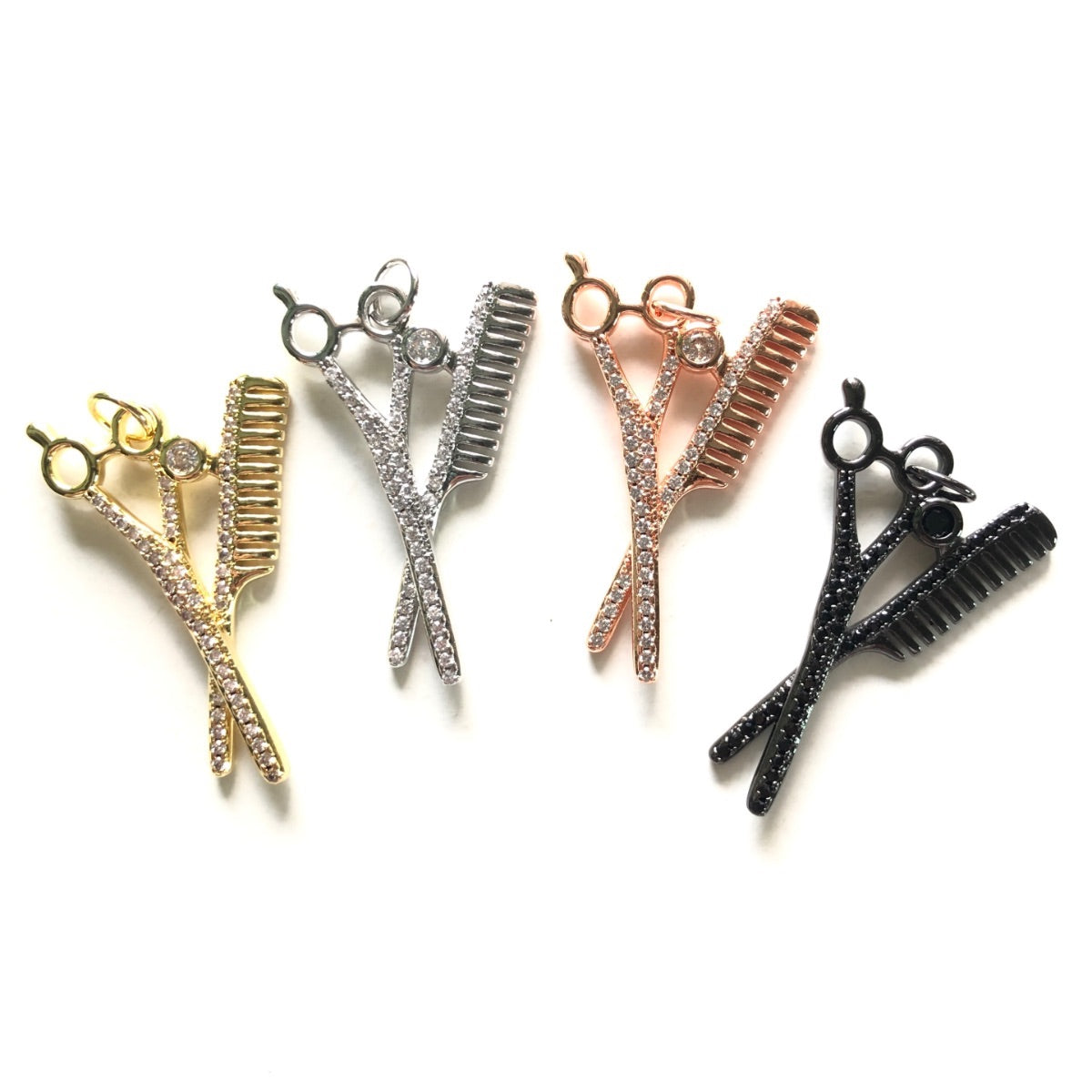 10pcs/lot 34.5*22.3mm CZ Paved Scissor Comb Charms CZ Paved Charms Fashion New Charms Arrivals Charms Beads Beyond