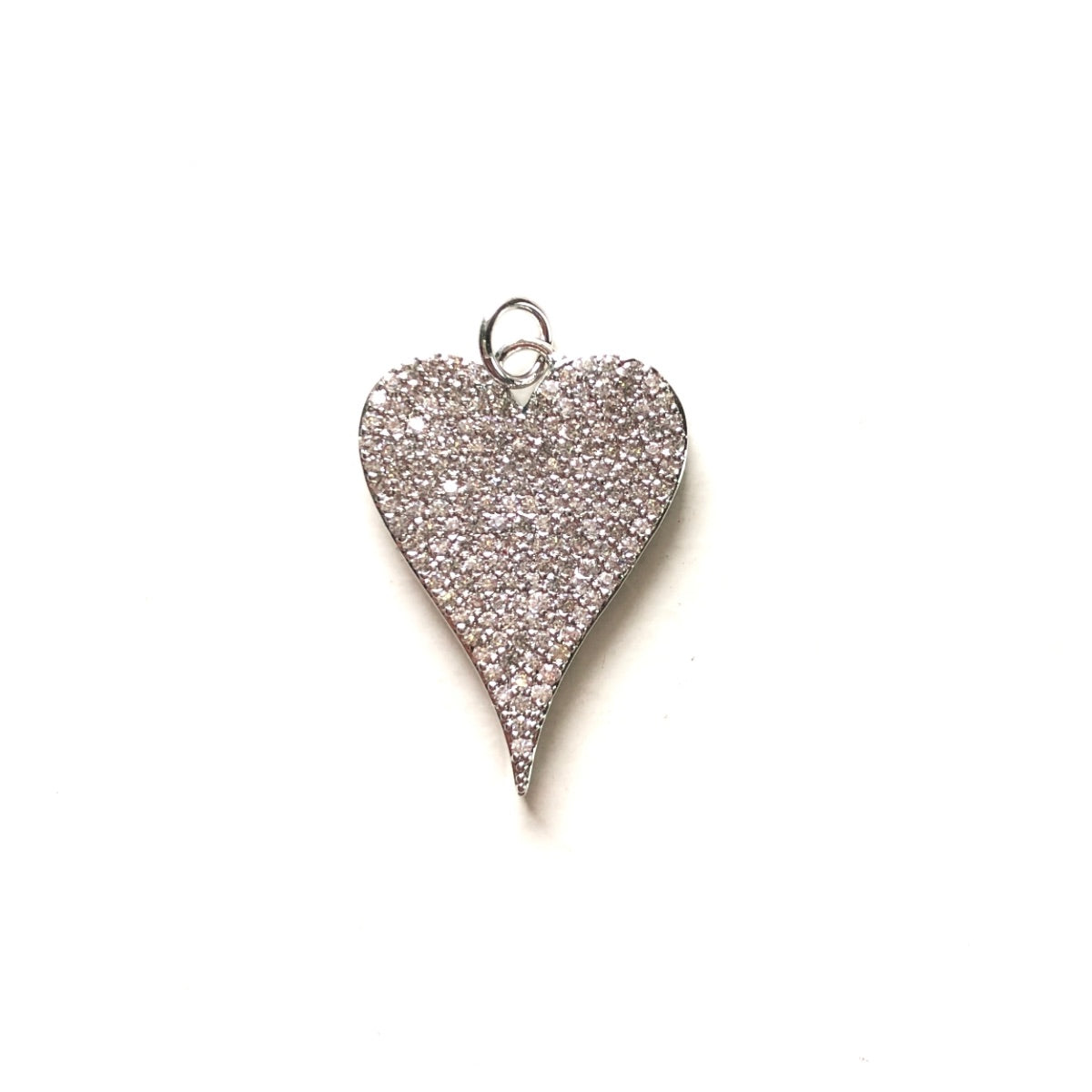 10pcs/lot 25*18mm CZ Paved Heart Charm Pendants Silver CZ Paved Charms Hearts Charms Beads Beyond