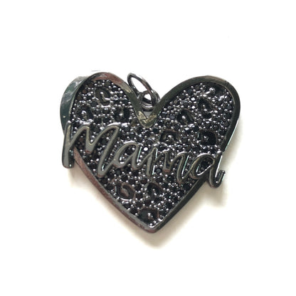 10pcs/lot CZ Paved Leopard Print Mom Heart Charms for Mother's Day Black on Black CZ Paved Charms Hearts Leopard Printed Mother's Day New Charms Arrivals Charms Beads Beyond