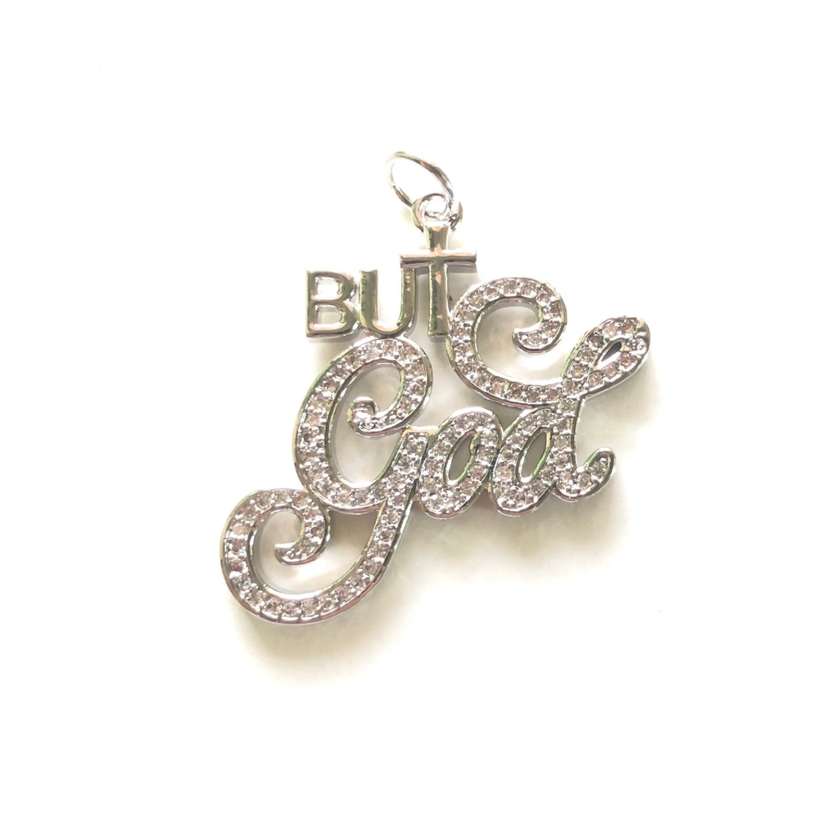 10pcs/lot 33*30.5mm CZ Pave But God Word Charms CZ Paved Charms New Charms Arrivals Words & Quotes Charms Beads Beyond