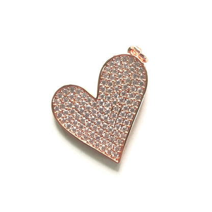 10pcs/lot 30*28mm CZ Paved Heart Charm Pendants Rose Gold CZ Paved Charms Hearts New Charms Arrivals Charms Beads Beyond
