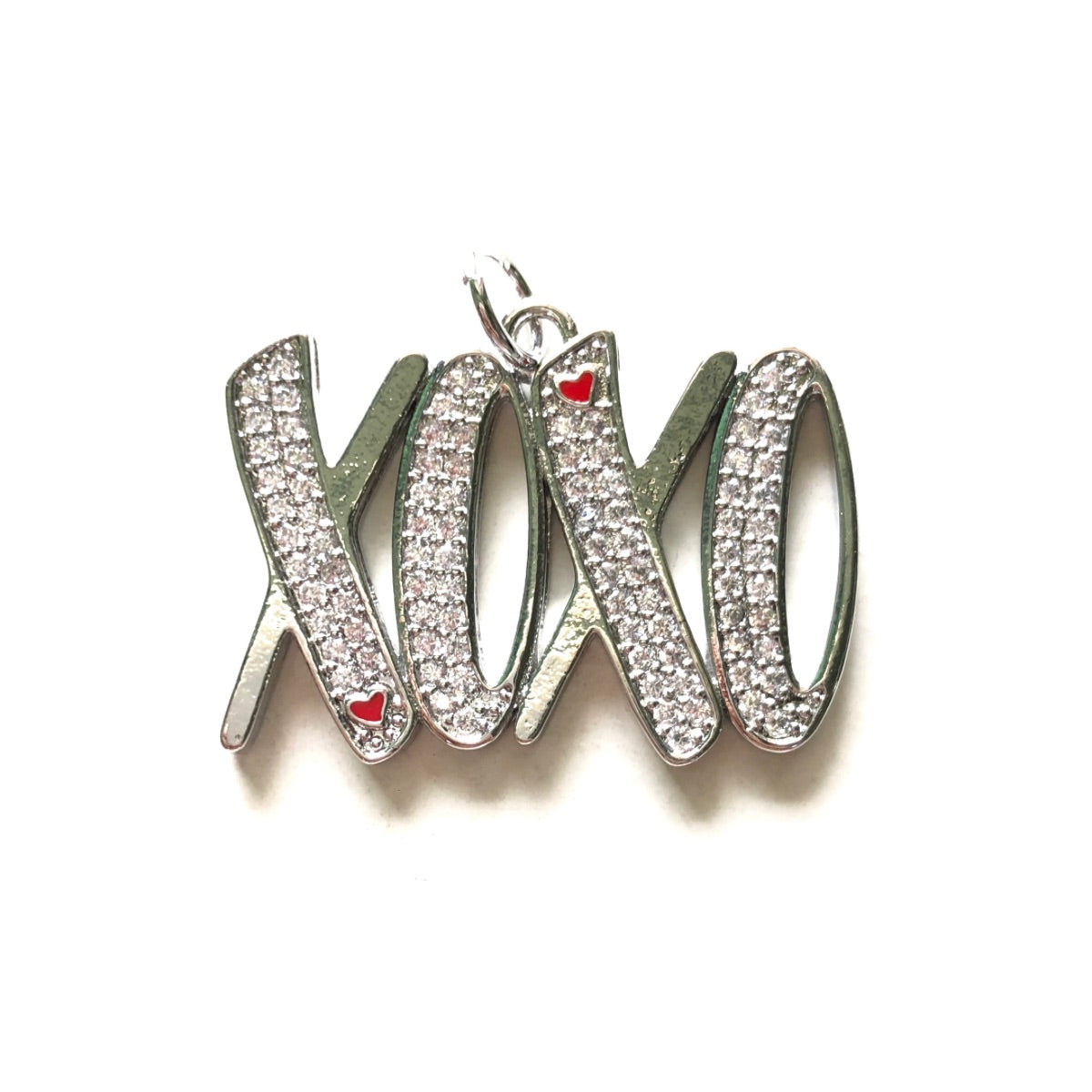 10pcs/lot CZ Paved XOXO Word Charms Silver CZ Paved Charms New Charms Arrivals Words & Quotes Charms Beads Beyond