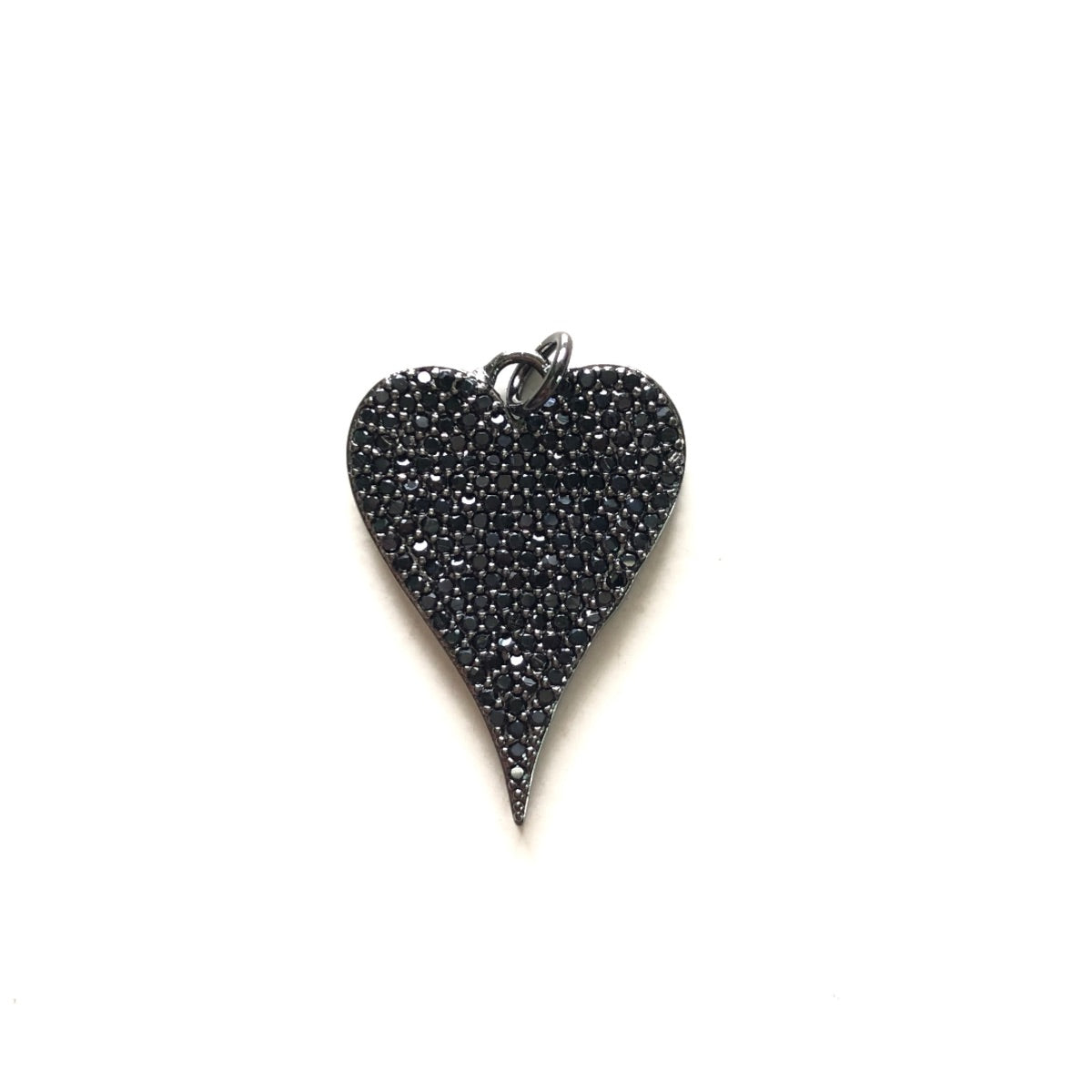 10pcs/lot 25*18mm CZ Paved Heart Charm Pendants Black on Black CZ Paved Charms Hearts Charms Beads Beyond