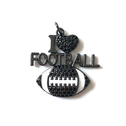 10pcs/lot CZ Pave I Love Football Word Sports Charms CZ Paved Charms American Football Sports New Charms Arrivals Charms Beads Beyond