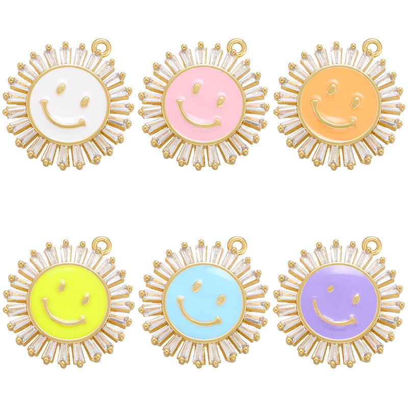 10pcs/lot 22*20mm Gold Plated Colorful Enamel Smile Sun Charms Mix Colors Enamel Charms Charms Beads Beyond