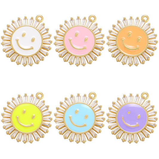 10pcs/lot 22*20mm Gold Plated Colorful Enamel Smile Sun Charms Mix Colors Enamel Charms Charms Beads Beyond