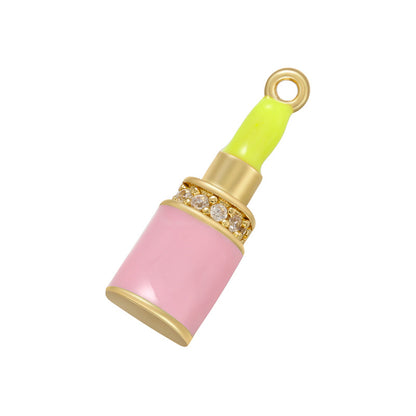 10pcs/lot 18*6mm Colorful Enamel Cute CZ Pave Lip Stick Charm Pendants Pink Enamel Charms Charms Beads Beyond