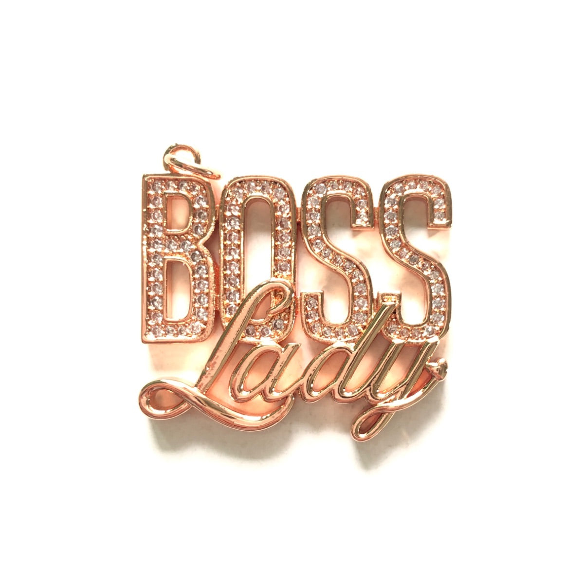 10pcs/lot 31*27.5mm CZ Pave Boss Lady Word Charms Rose Gold CZ Paved Charms New Charms Arrivals Words & Quotes Charms Beads Beyond