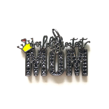 10pcs/lot CZ Pave World's Greatest Mom Word Charms-Mother's Day CZ Paved Charms Mother's Day New Charms Arrivals Charms Beads Beyond