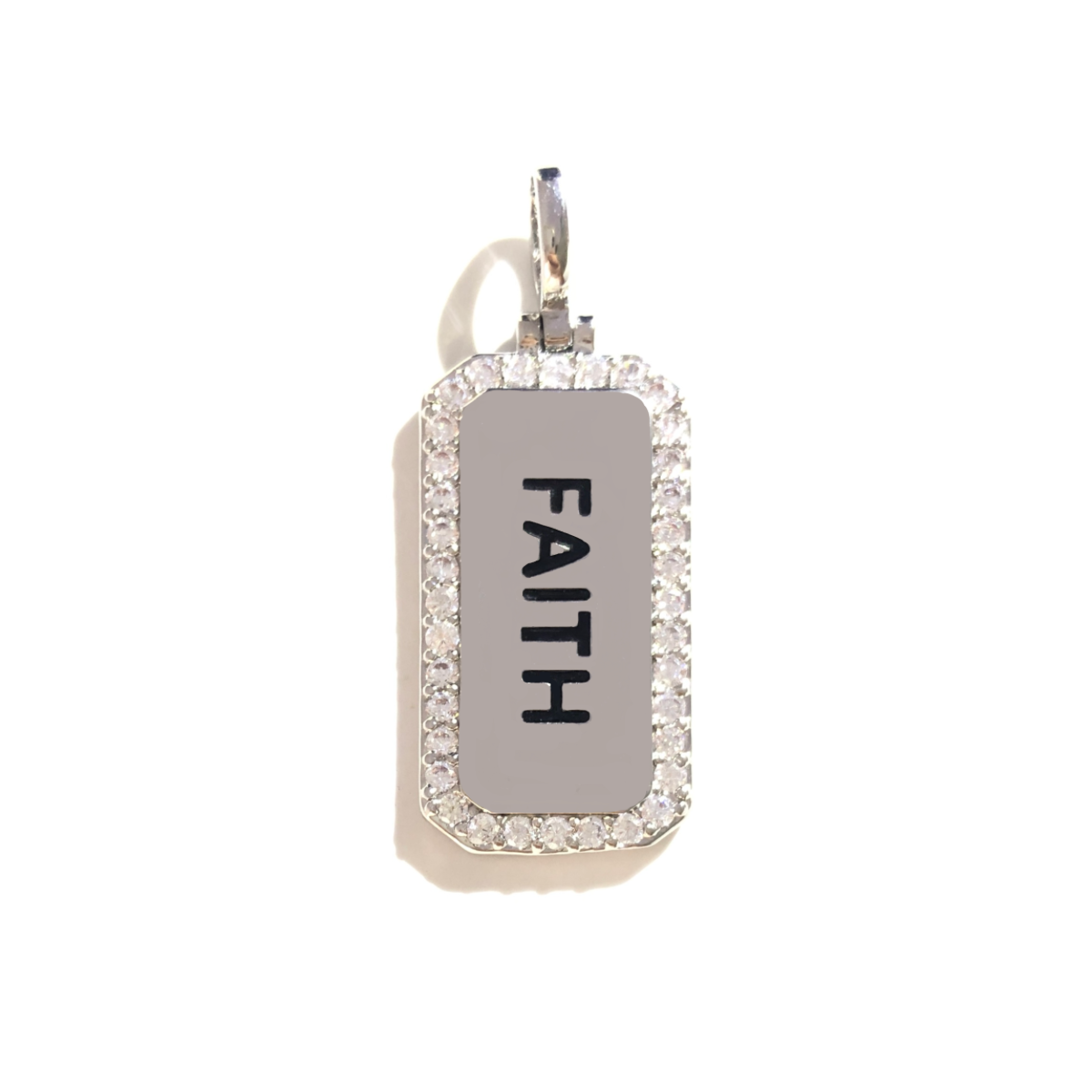 10pcs/lot 38*15mm CZ Paved Faith Word Tags Charms Pendants Silver CZ Paved Charms Christian Quotes New Charms Arrivals Word Tags Charms Beads Beyond