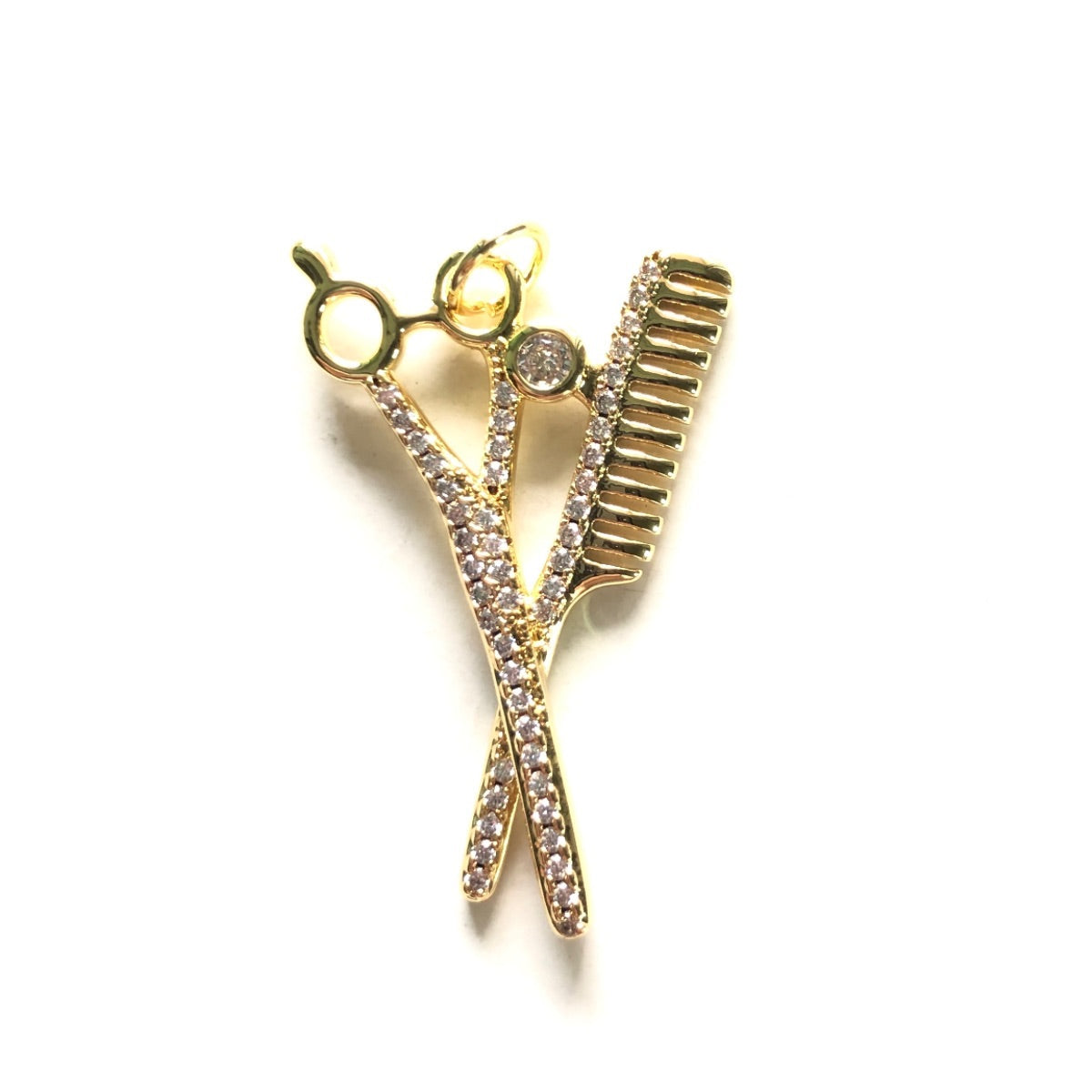 10pcs/lot 34.5*22.3mm CZ Paved Scissor Comb Charms CZ Paved Charms Fashion New Charms Arrivals Charms Beads Beyond