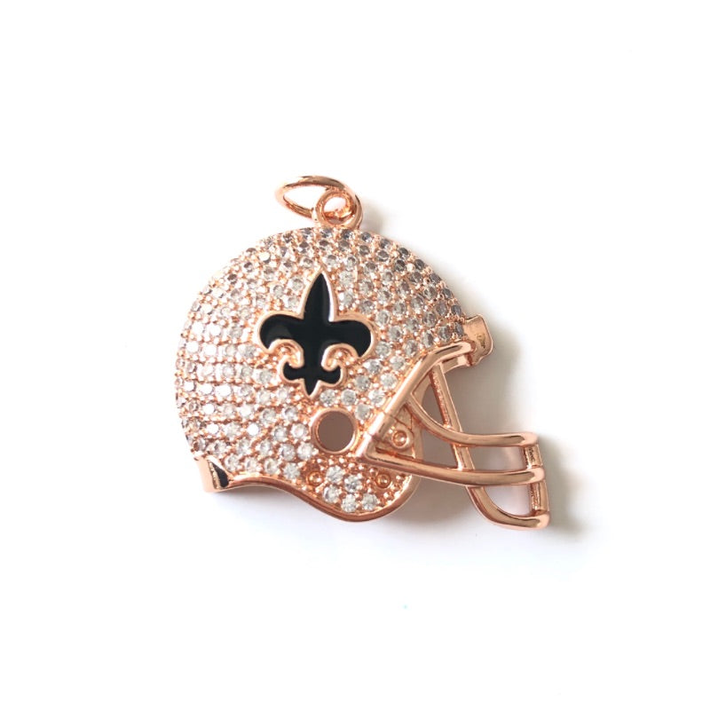 10pcs/lot Fleur De Lis CZ Saints Football Helmet Charms CZ Paved Charms American Football Sports Louisiana Inspired New Charms Arrivals Charms Beads Beyond