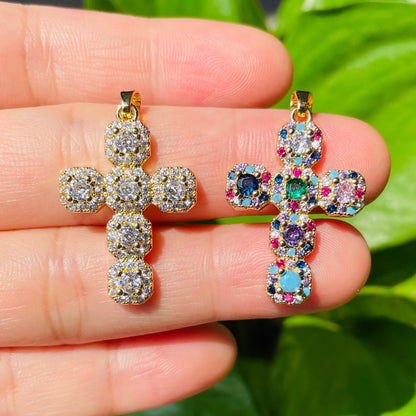 5pcs/lot CZ Paved Cross Charms CZ Paved Charms Crosses Charms Beads Beyond