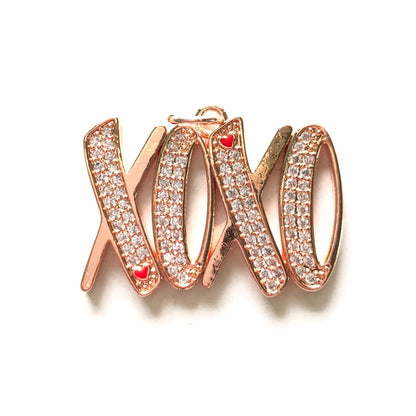 10pcs/lot CZ Paved XOXO Word Charms Rose Gold CZ Paved Charms New Charms Arrivals Words & Quotes Charms Beads Beyond
