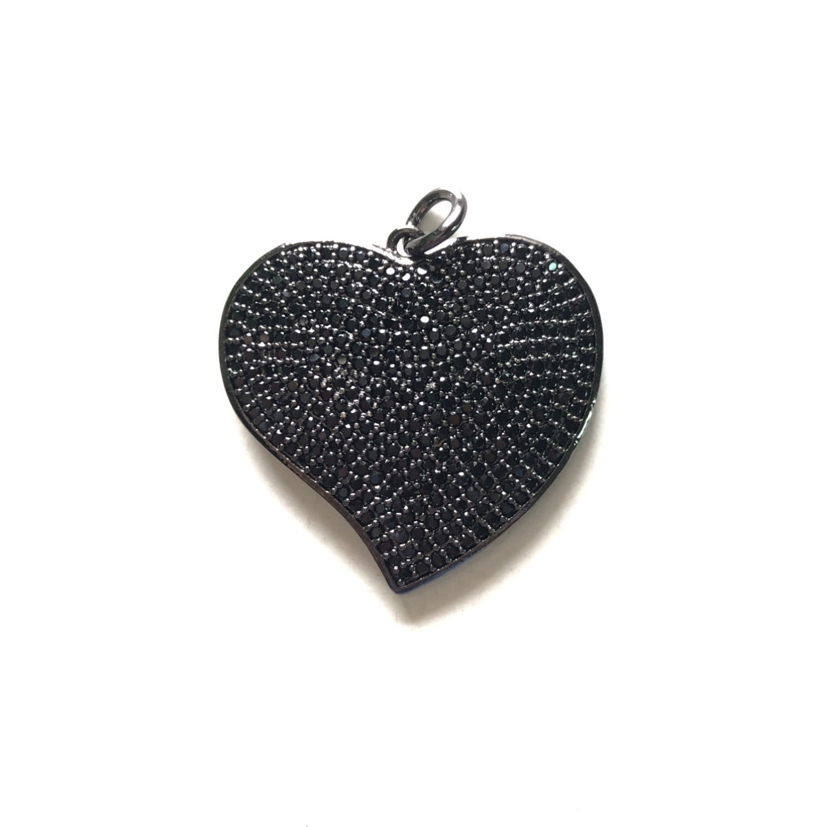 5pcs/lot 28.5*27mm Large Size CZ Paved Heart Charms Black on Black CZ Paved Charms Hearts Large Sizes New Charms Arrivals Charms Beads Beyond