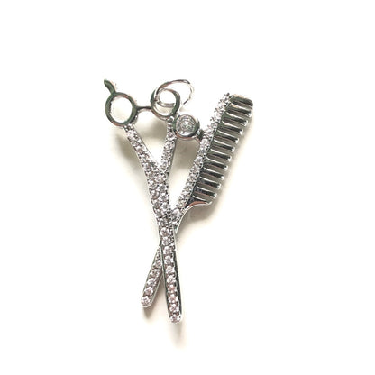 10pcs/lot 34.5*22.3mm CZ Paved Scissor Comb Charms CZ Paved Charms Fashion New Charms Arrivals Charms Beads Beyond