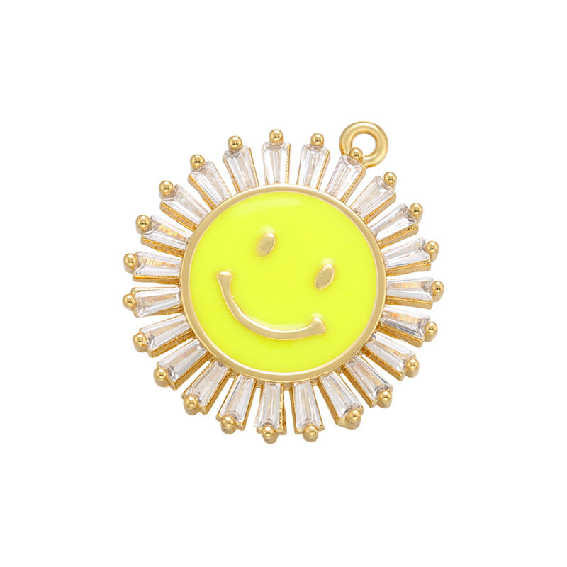 10pcs/lot 22*20mm Gold Plated Colorful Enamel Smile Sun Charms Yellow Enamel Charms Charms Beads Beyond