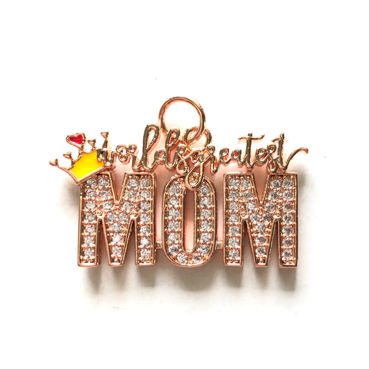 10pcs/lot CZ Pave World's Greatest Mom Word Charms-Mother's Day CZ Paved Charms Mother's Day New Charms Arrivals Charms Beads Beyond