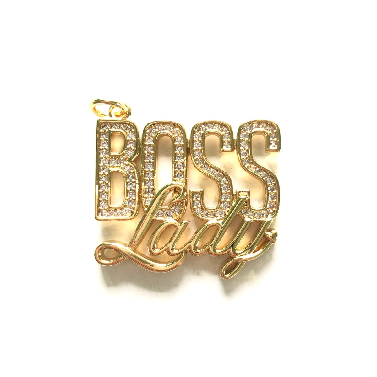 10pcs/lot 31*27.5mm CZ Pave Boss Lady Word Charms Gold CZ Paved Charms New Charms Arrivals Words & Quotes Charms Beads Beyond