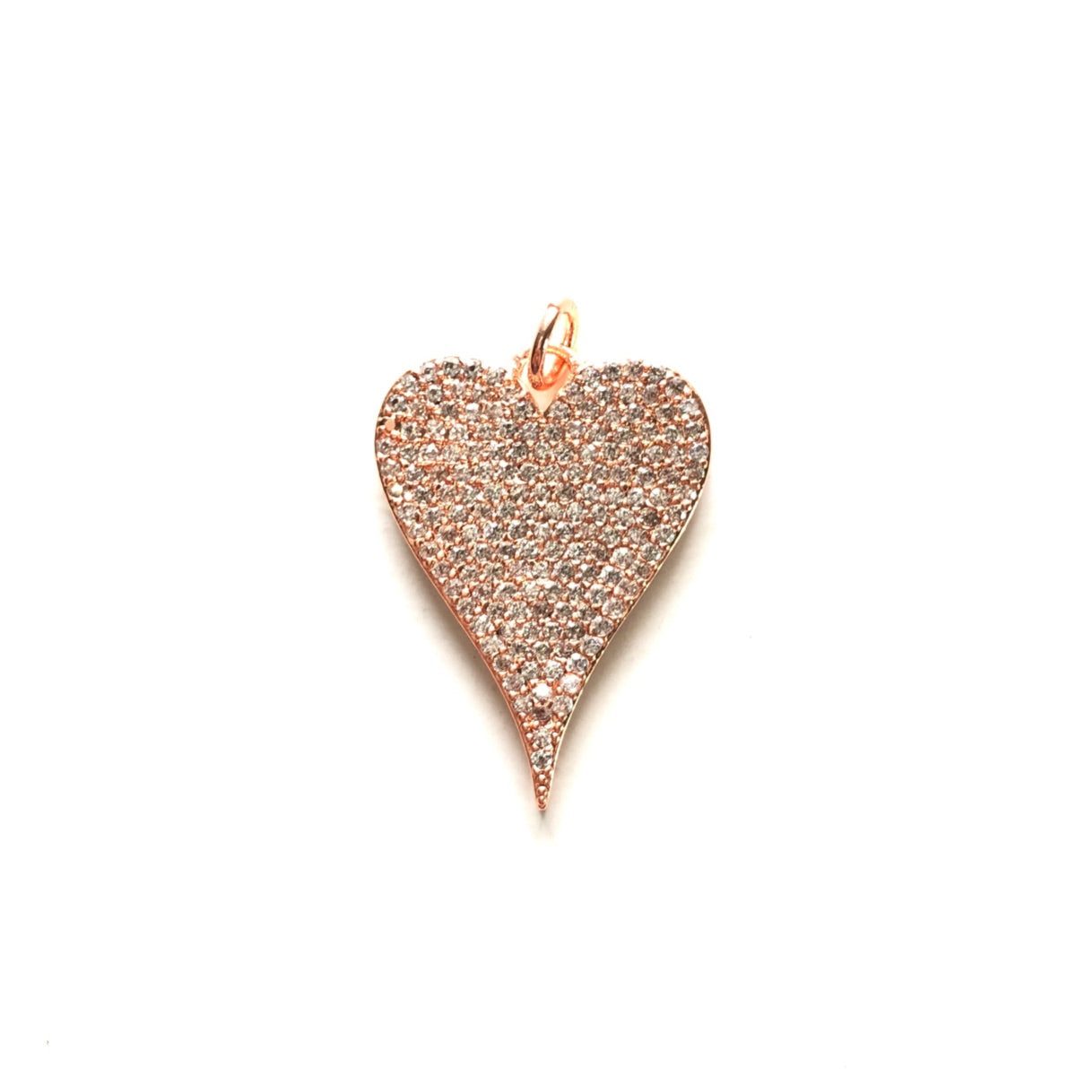 10pcs/lot 25*18mm CZ Paved Heart Charm Pendants Rose Gold CZ Paved Charms Hearts Charms Beads Beyond