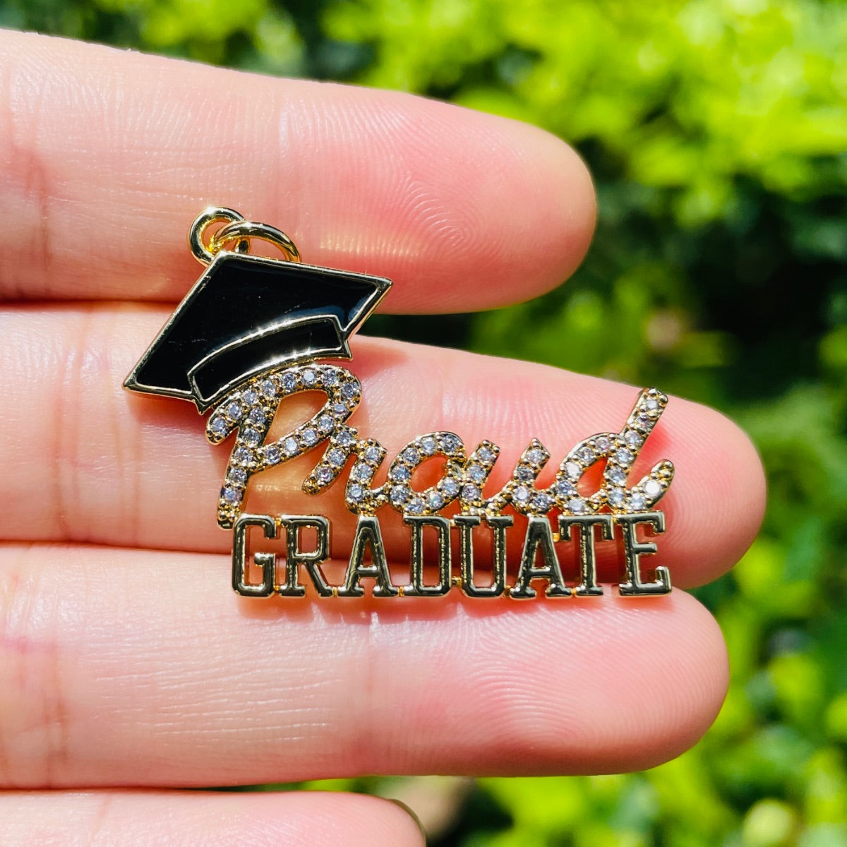 10pcs/lot 34.5*24.5mm CZ Pave Proud Graduate Word Charms for Graduation CZ Paved Charms Graduation New Charms Arrivals Words & Quotes Charms Beads Beyond
