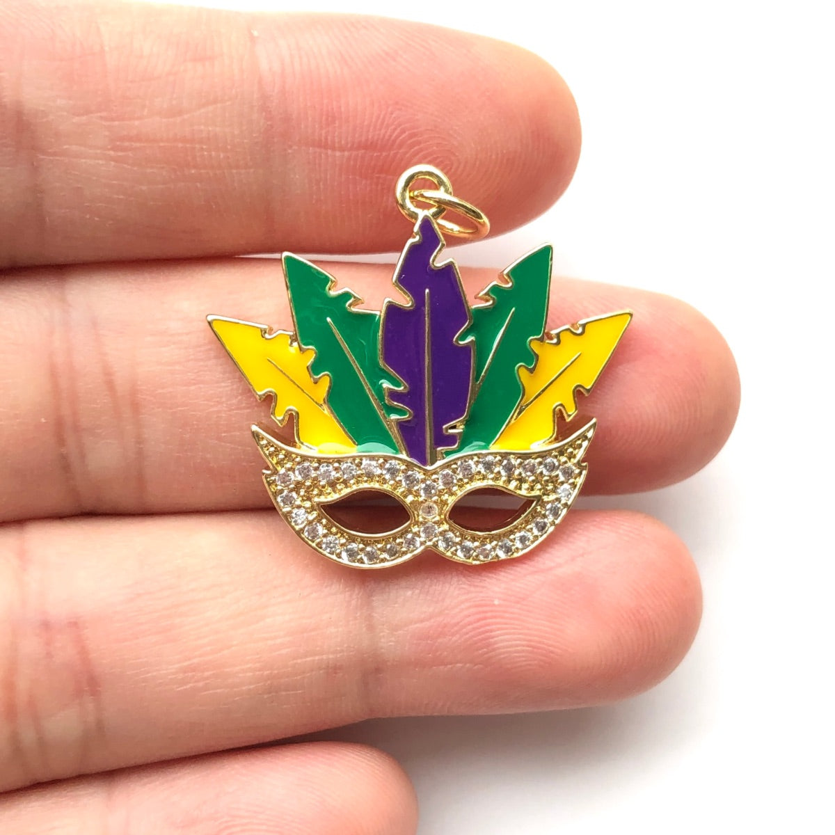 10pcs/lot CZ Paved Crown Mardi Gras Mask Charm Pendants CZ Paved Charms Mardi Gras New Charms Arrivals Charms Beads Beyond