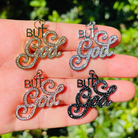 10pcs/lot 33*30.5mm CZ Pave But God Word Charms Mix Colors CZ Paved Charms New Charms Arrivals Words & Quotes Charms Beads Beyond