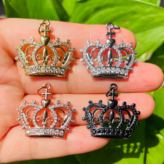 10pcs/lot CZ Paved Crown Charms Mix Color CZ Paved Charms Crowns New Charms Arrivals Charms Beads Beyond