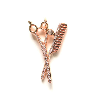 10pcs/lot 34.5*22.3mm CZ Paved Scissor Comb Charms CZ Paved Charms Fashion New Charms Arrivals Charms Beads Beyond