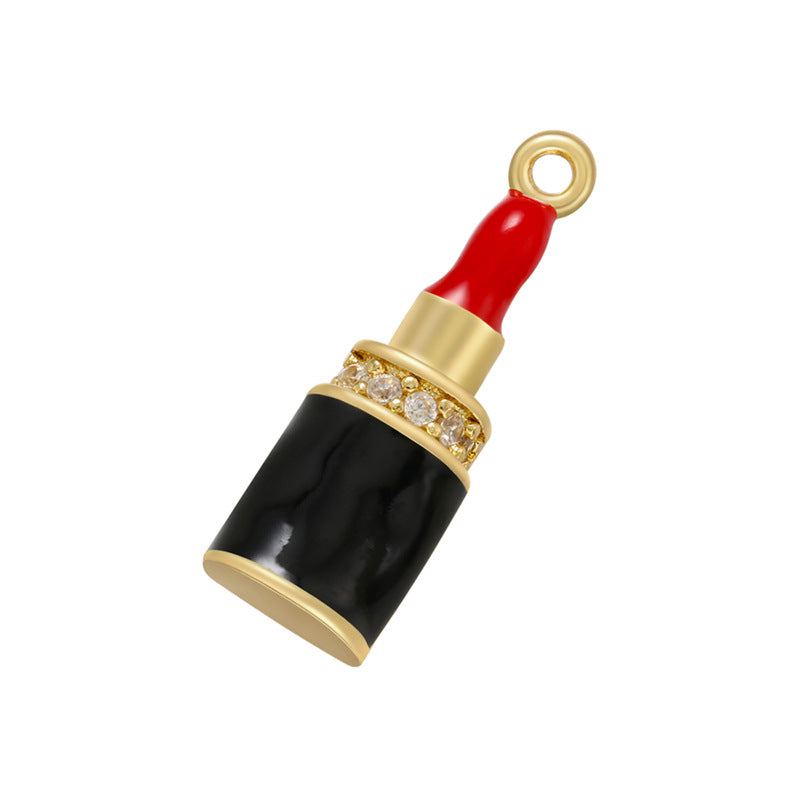10pcs/lot 18*6mm Colorful Enamel Cute CZ Pave Lip Stick Charm Pendants Black Enamel Charms Charms Beads Beyond