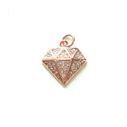 10pcs/lot 17*16.6mm CZ Paved Diamond Charms Rose Gold CZ Paved Charms Diamond Fashion Charms Beads Beyond