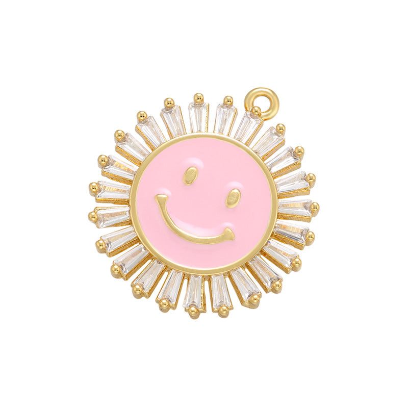 10pcs/lot 22*20mm Gold Plated Colorful Enamel Smile Sun Charms Pink Enamel Charms Charms Beads Beyond