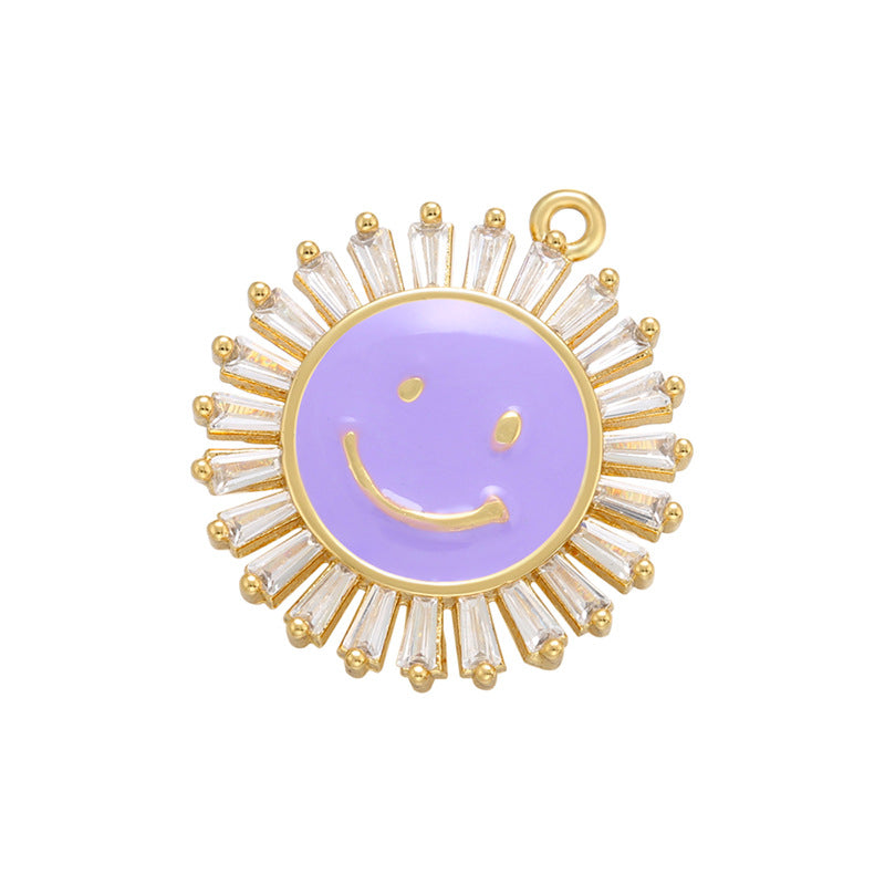 10pcs/lot 22*20mm Gold Plated Colorful Enamel Smile Sun Charms Purple Enamel Charms Charms Beads Beyond