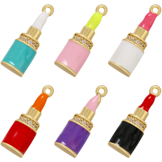 10pcs/lot 18*6mm Colorful Enamel Cute CZ Pave Lip Stick Charm Pendants Mix Colors Enamel Charms Charms Beads Beyond