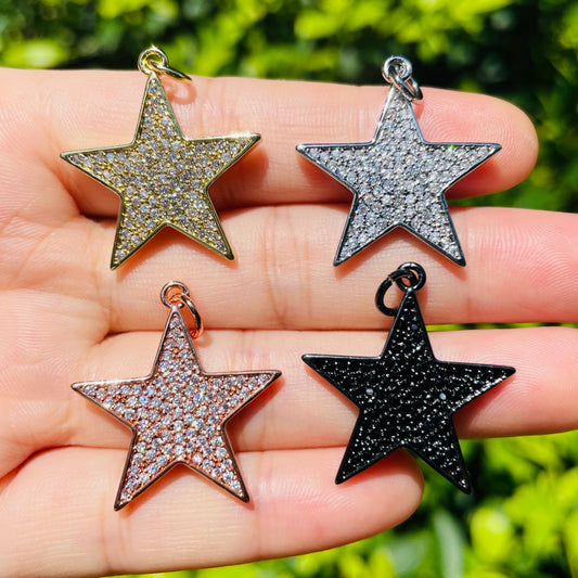 10pcs/lot 26.5*24.5mm CZ Paved Star Charms Mix Colors CZ Paved Charms New Charms Arrivals Sun Moon Stars Charms Beads Beyond