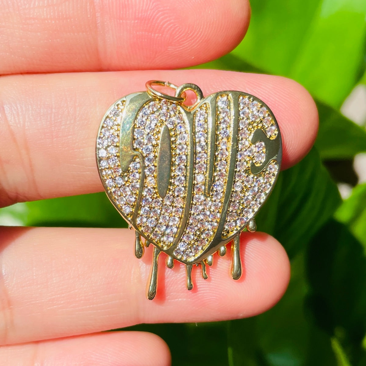 10pcs/lot CZ Paved Dripping Love Heart Charms Gold CZ Paved Charms Hearts Love Letters New Charms Arrivals Charms Beads Beyond