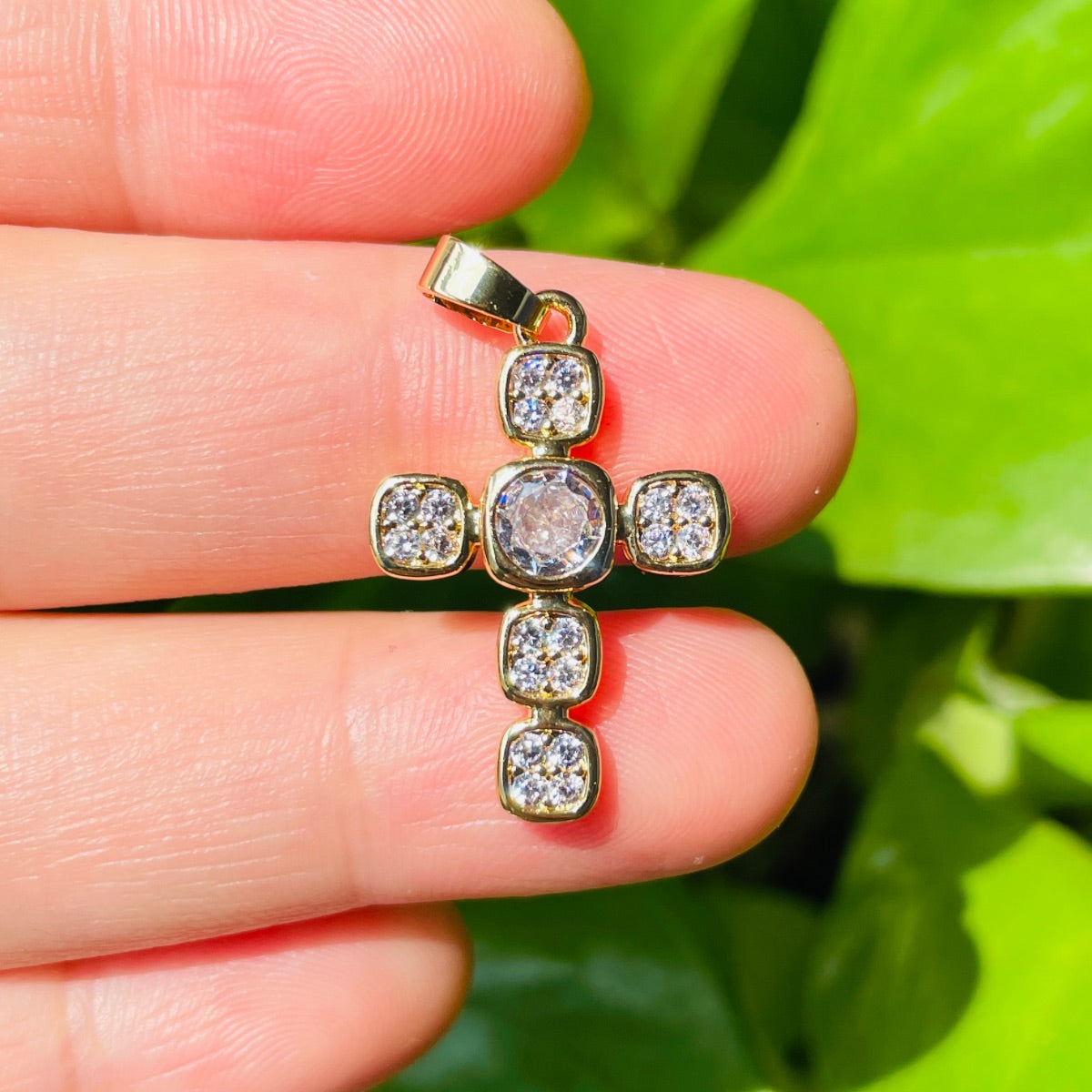 5pcs/lot CZ Paved Cross Charms CZ Paved Charms Crosses Charms Beads Beyond