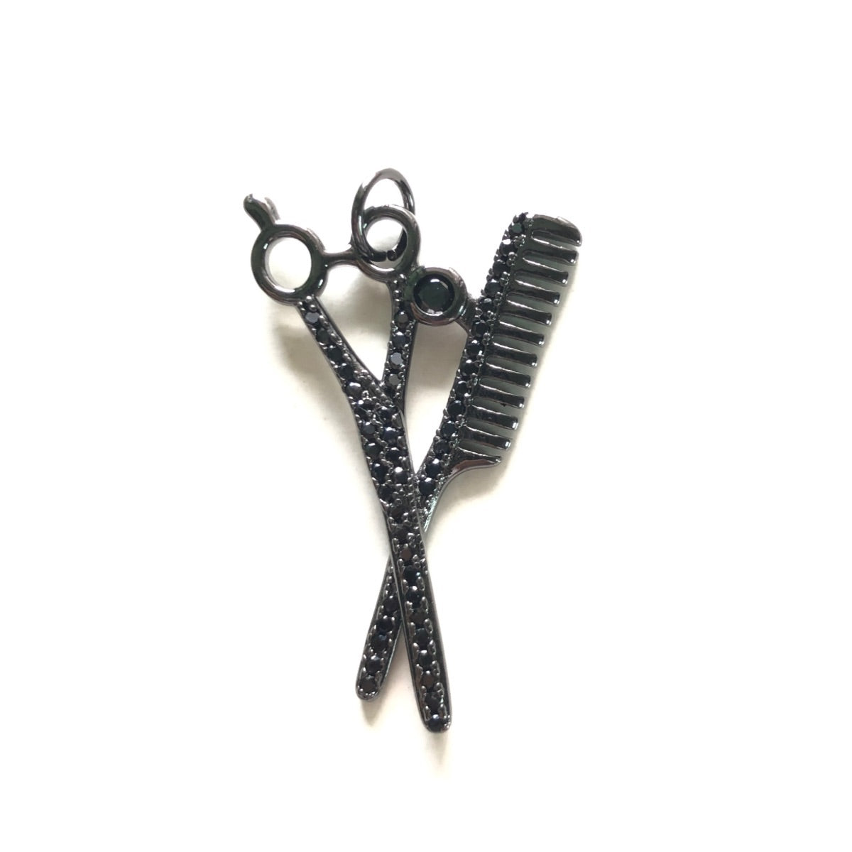 10pcs/lot 34.5*22.3mm CZ Paved Scissor Comb Charms CZ Paved Charms Fashion New Charms Arrivals Charms Beads Beyond