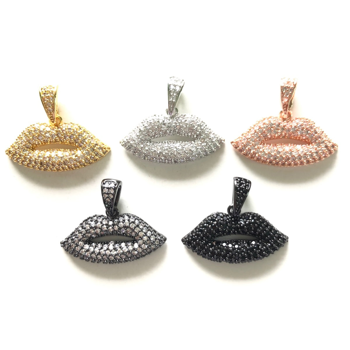 10pcs/lot 25*20.5mm CZ Paved Lip Charm Pendants CZ Paved Charms Fashion Charms Beads Beyond