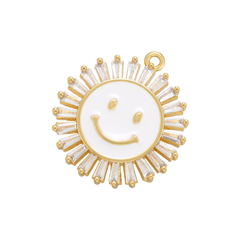 10pcs/lot 22*20mm Gold Plated Colorful Enamel Smile Sun Charms White Enamel Charms Charms Beads Beyond