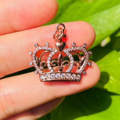 10pcs/lot CZ Paved Crown Charms Rose Gold CZ Paved Charms Crowns New Charms Arrivals Charms Beads Beyond