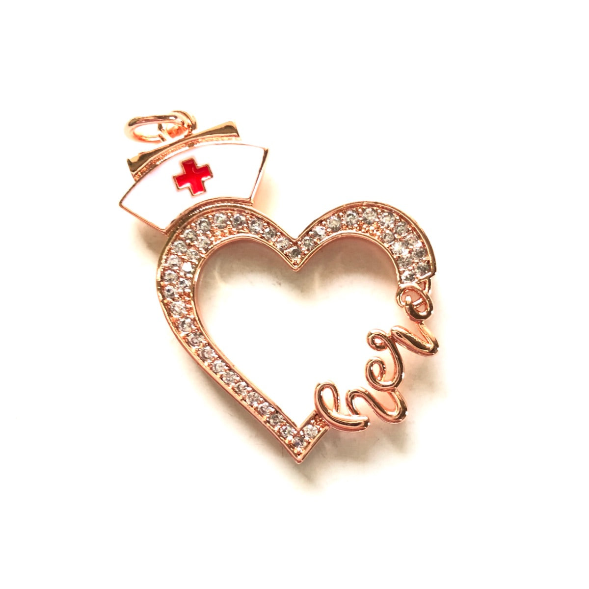 10pcs/lot 33*30mm CZ Pave Nurse Cap Heart Hero Word Charms CZ Paved Charms New Charms Arrivals Nurse Inspired Charms Beads Beyond