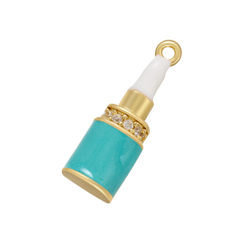 10pcs/lot 18*6mm Colorful Enamel Cute CZ Pave Lip Stick Charm Pendants Light Blue Enamel Charms Charms Beads Beyond